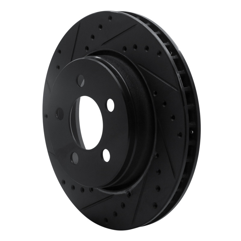 Dodge Nitro Brake Rotor (1) - Front Left - R1 Concepts - Drilled & Slotted - Black - `07-`12